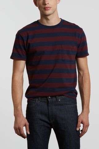 Levi's Made and Crafted Classic Tee Jacquard - Tawny Port / Navy Courage stripe