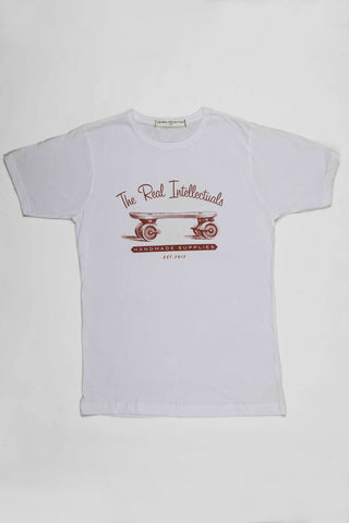 The Real Intellectuals Tee VINTAGE SKATE - White